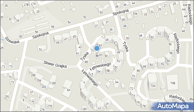 Katowice, Kostki Napierskiego Aleksandra, 88, mapa Katowic