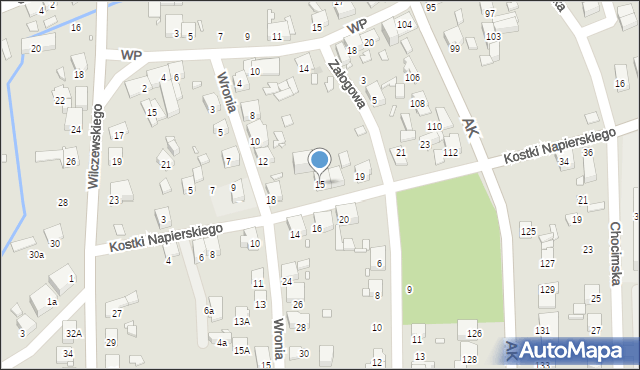 Katowice, Kostki Napierskiego Aleksandra, 15, mapa Katowic