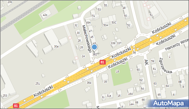 Katowice, Kościuszki Tadeusza, gen., 341, mapa Katowic
