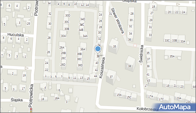 Katowice, Koszalińska, 38, mapa Katowic