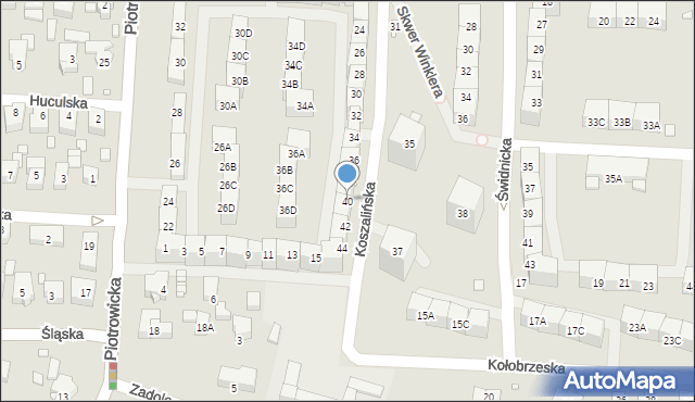 Katowice, Koszalińska, 40, mapa Katowic