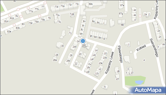 Katowice, Kopaniny Lewe, 18a, mapa Katowic