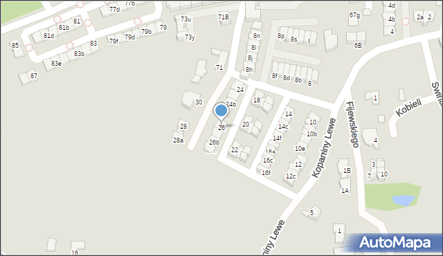 Katowice, Kopaniny Lewe, 26, mapa Katowic