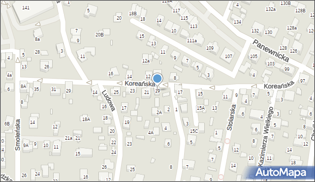 Katowice, Koreańska, 19, mapa Katowic
