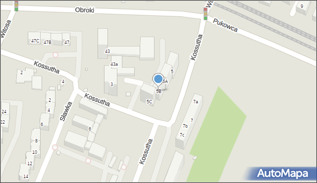 Katowice, Kossutha Stanisława, 5B, mapa Katowic