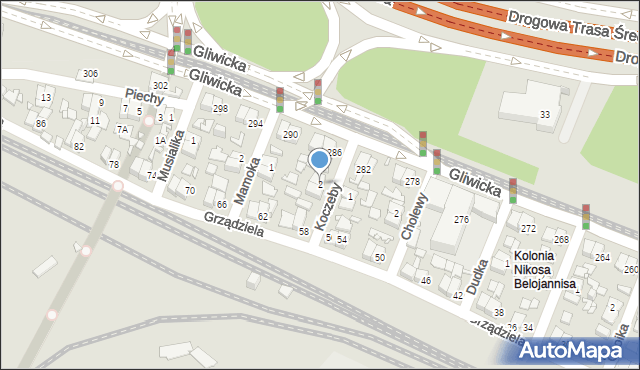 Katowice, Koczeby Jana, 2, mapa Katowic