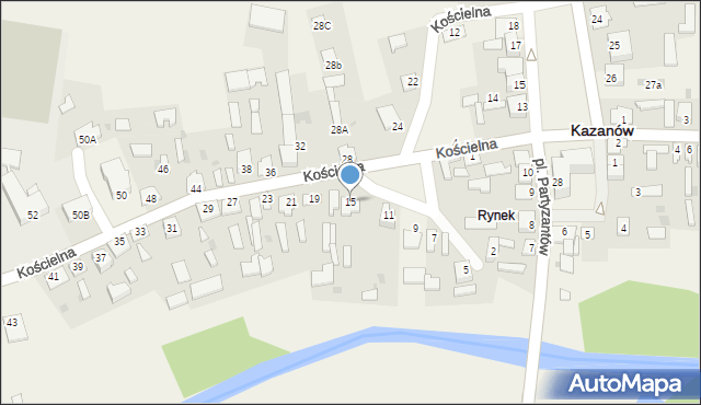 Kazanów, Kościelna, 15, mapa Kazanów