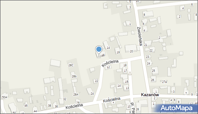 Kazanów, Kościelna, 18, mapa Kazanów