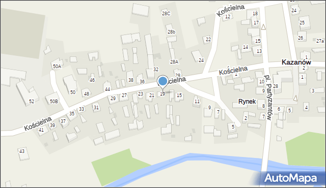 Kazanów, Kościelna, 19, mapa Kazanów