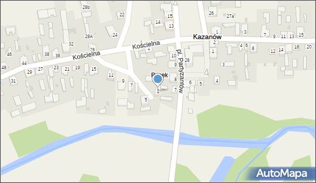 Kazanów, Kościelna, 2, mapa Kazanów