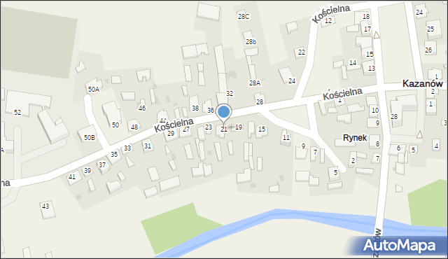 Kazanów, Kościelna, 21, mapa Kazanów