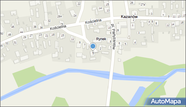 Kazanów, Kościelna, 5, mapa Kazanów