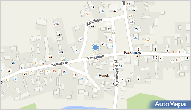 Kazanów, Kościelna, 8, mapa Kazanów