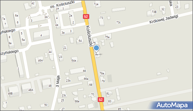 Kęty, Kościuszki Tadeusza, gen., 77, mapa Kęty