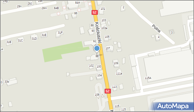 Kęty, Kościuszki Tadeusza, gen., 98, mapa Kęty