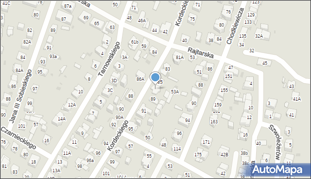 Kielce, Kordeckiego Augustyna, ks., 87, mapa Kielc