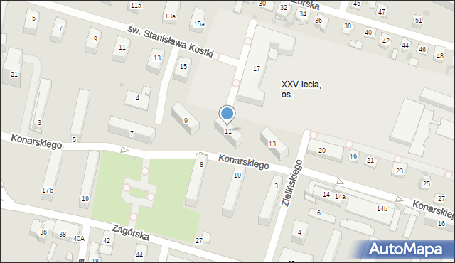 Kielce, Konarskiego Stanisława, ks., 11, mapa Kielc