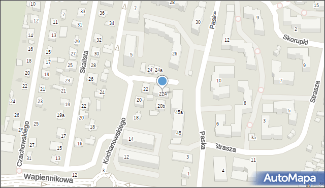 Kielce, Kochanowskiego Jana, 22A, mapa Kielc