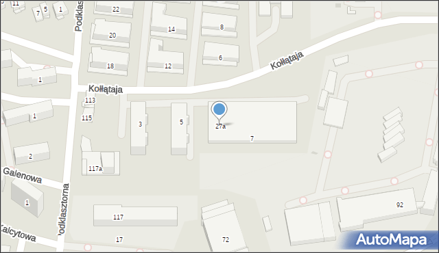 Kielce, Kołłątaja Hugo, 27a, mapa Kielc