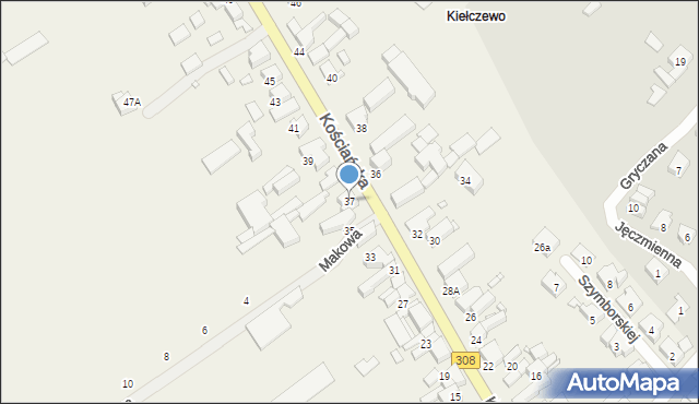 Kiełczewo, Kościańska, 37, mapa Kiełczewo