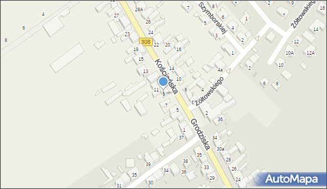 Kiełczewo, Kościańska, 9, mapa Kiełczewo