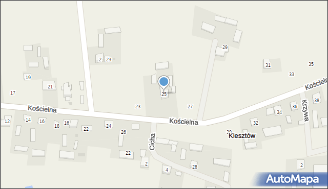 Klesztów, Kościelna, 25, mapa Klesztów