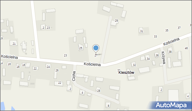 Klesztów, Kościelna, 27, mapa Klesztów