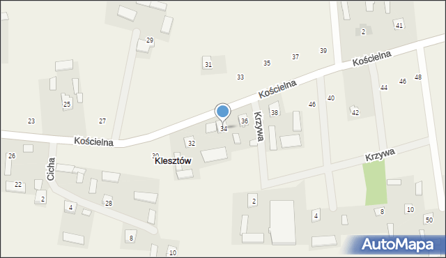 Klesztów, Kościelna, 34, mapa Klesztów