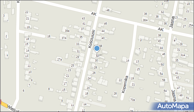 Kłobuck, Kościuszki Tadeusza, gen., 32, mapa Kłobuck