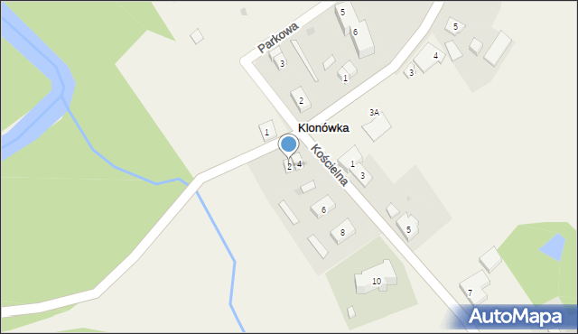 Klonówka, Kościelna, 2, mapa Klonówka