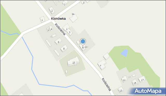 Klonówka, Kościelna, 5, mapa Klonówka