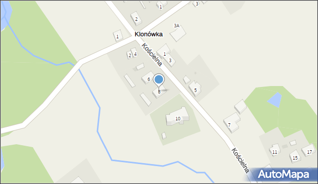 Klonówka, Kościelna, 8, mapa Klonówka