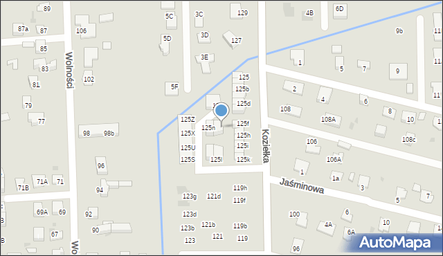 Knurów, Koziełka Alojzego, ks., 125o, mapa Knurów