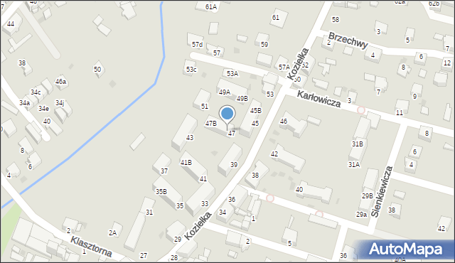 Knurów, Koziełka Alojzego, ks., 47A, mapa Knurów