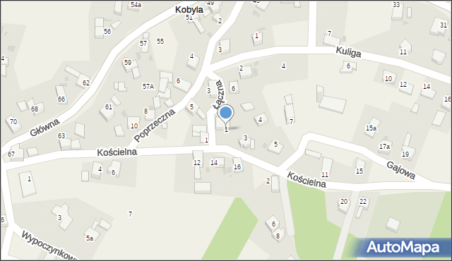 Kobyla, Kościelna, 1, mapa Kobyla