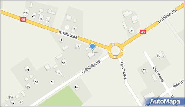 Kochanowice, Kochcicka, 1, mapa Kochanowice