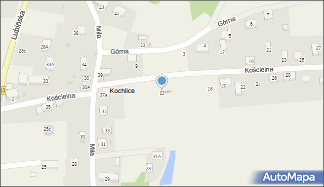 Kochlice, Kościelna, 12, mapa Kochlice