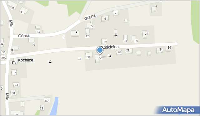 Kochlice, Kościelna, 22, mapa Kochlice