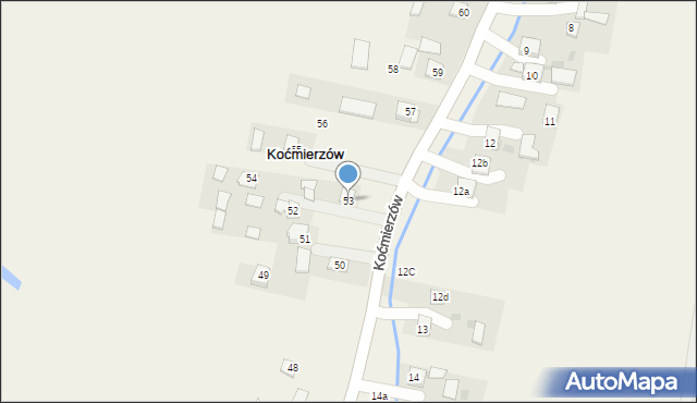Koćmierzów, Koćmierzów, 53, mapa Koćmierzów