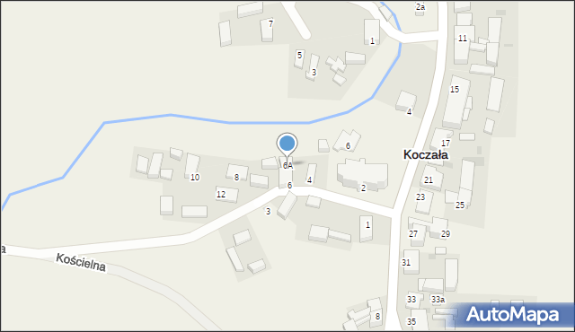 Koczała, Kościelna, 6A, mapa Koczała