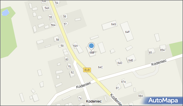 Kodeniec, Kodeniec, 64B, mapa Kodeniec