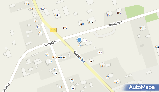 Kodeniec, Kodeniec, 67, mapa Kodeniec