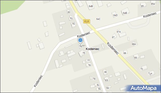 Kodeniec, Kodeniec, 74, mapa Kodeniec