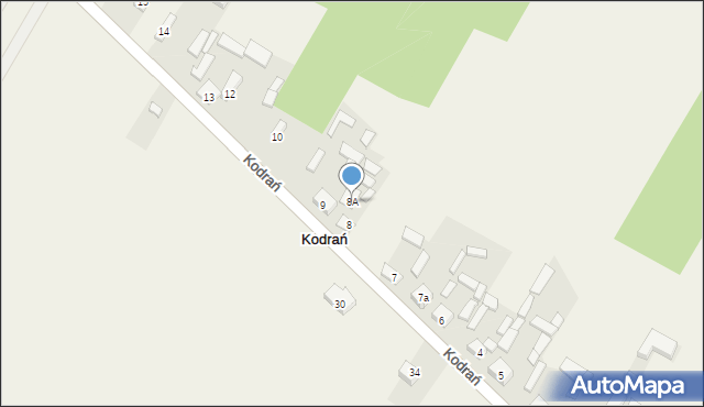 Kodrań, Kodrań, 8A, mapa Kodrań