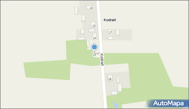 Kodrań, Kodrań, 13, mapa Kodrań