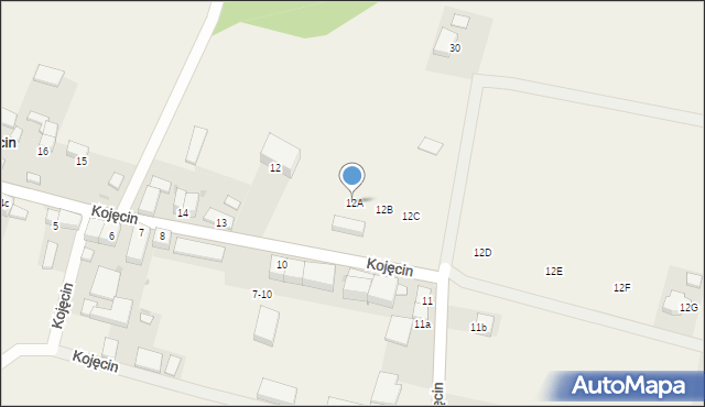 Kojęcin, Kojęcin, 12A, mapa Kojęcin