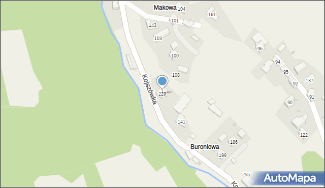 Kojszówka, Kojszówka, 229, mapa Kojszówka