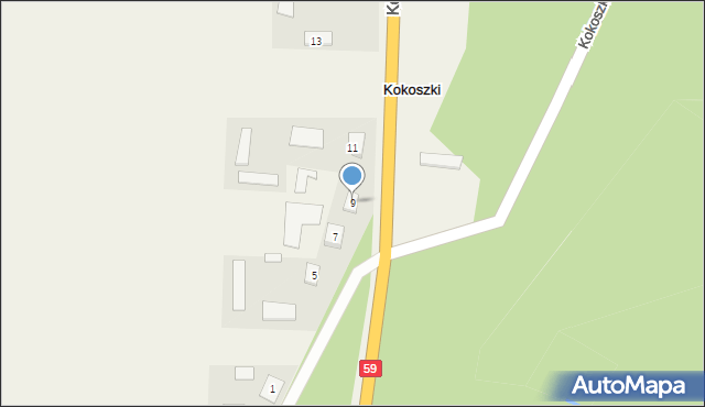 Kokoszki, Kokoszki, 9, mapa Kokoszki