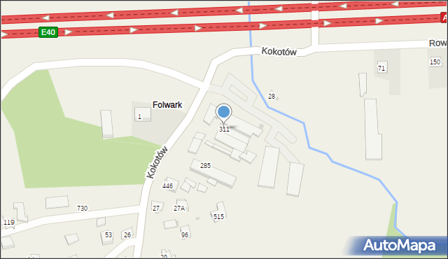 Kokotów, Kokotów, 311, mapa Kokotów