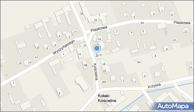 Kołaki Kościelne, Kościelna, 20, mapa Kołaki Kościelne